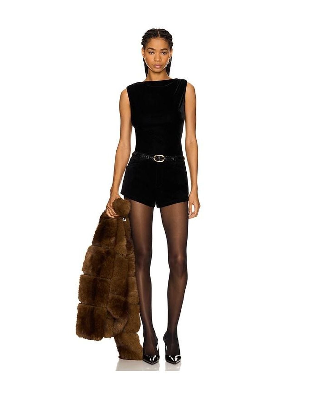 Lovers + Friends Black Savannah Velvet Short