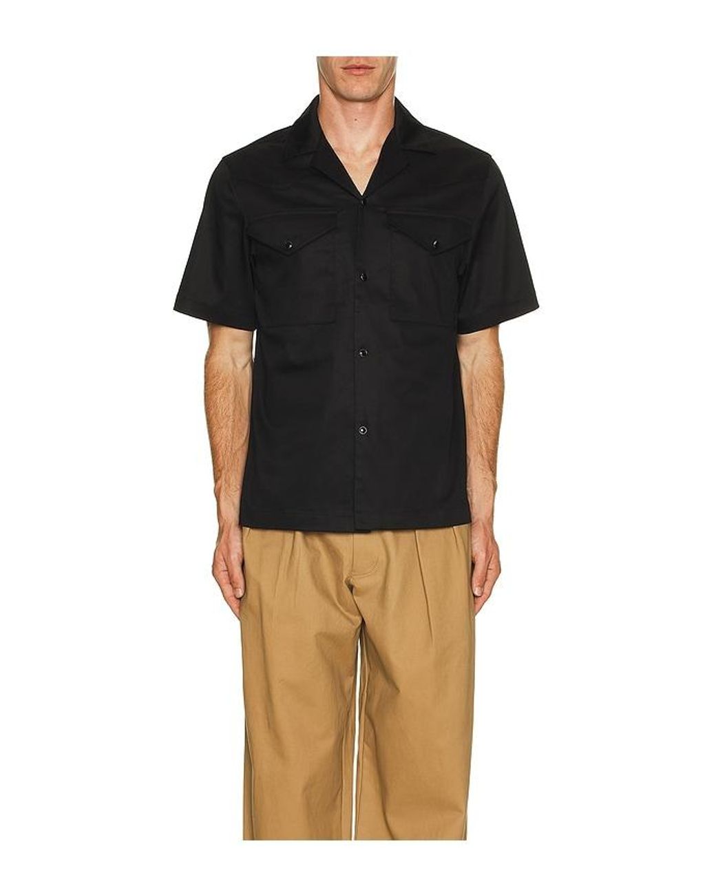 WAO Black Satin Western Short Sleeve Shirt for men