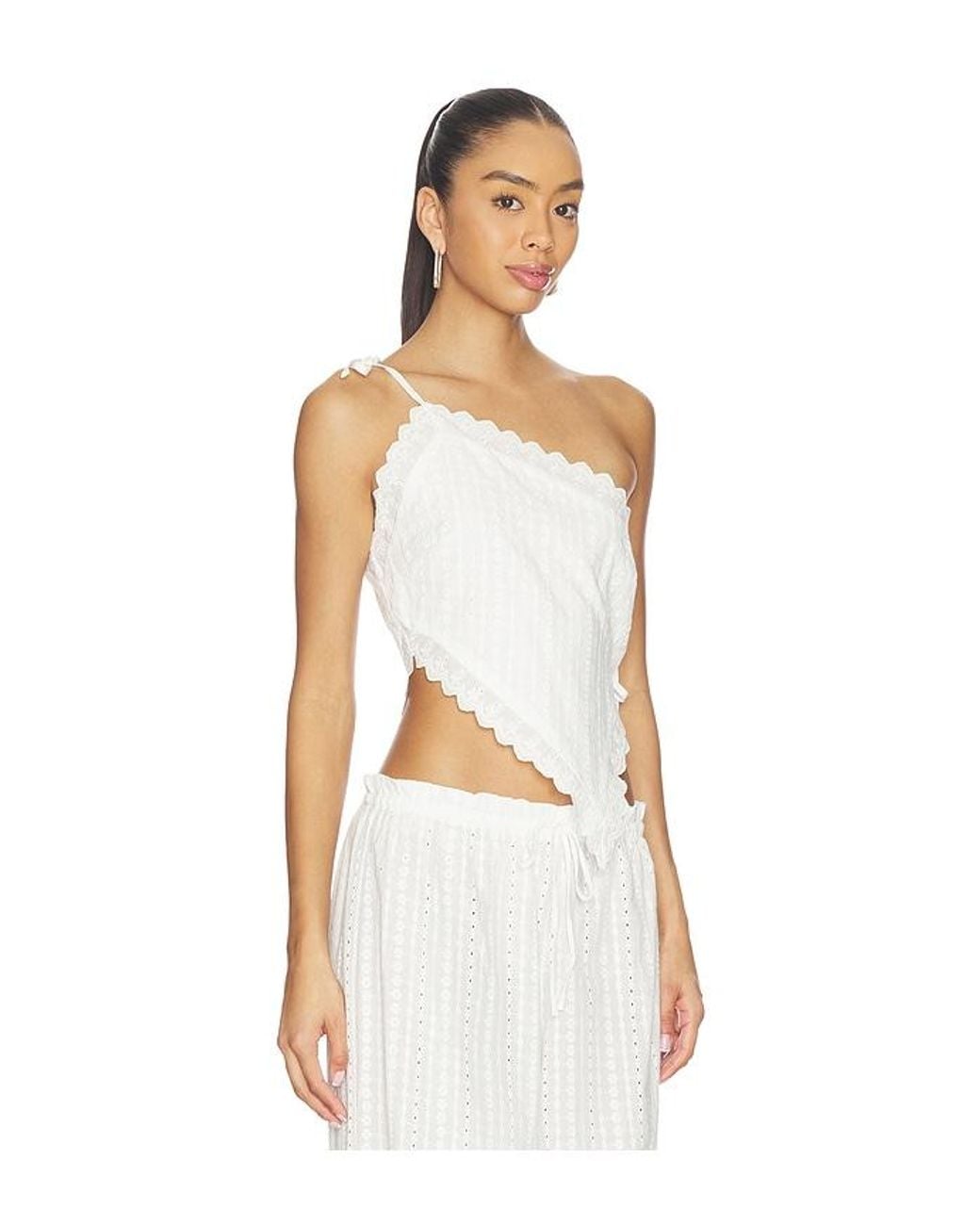 ELCE White Fiora Tie Top