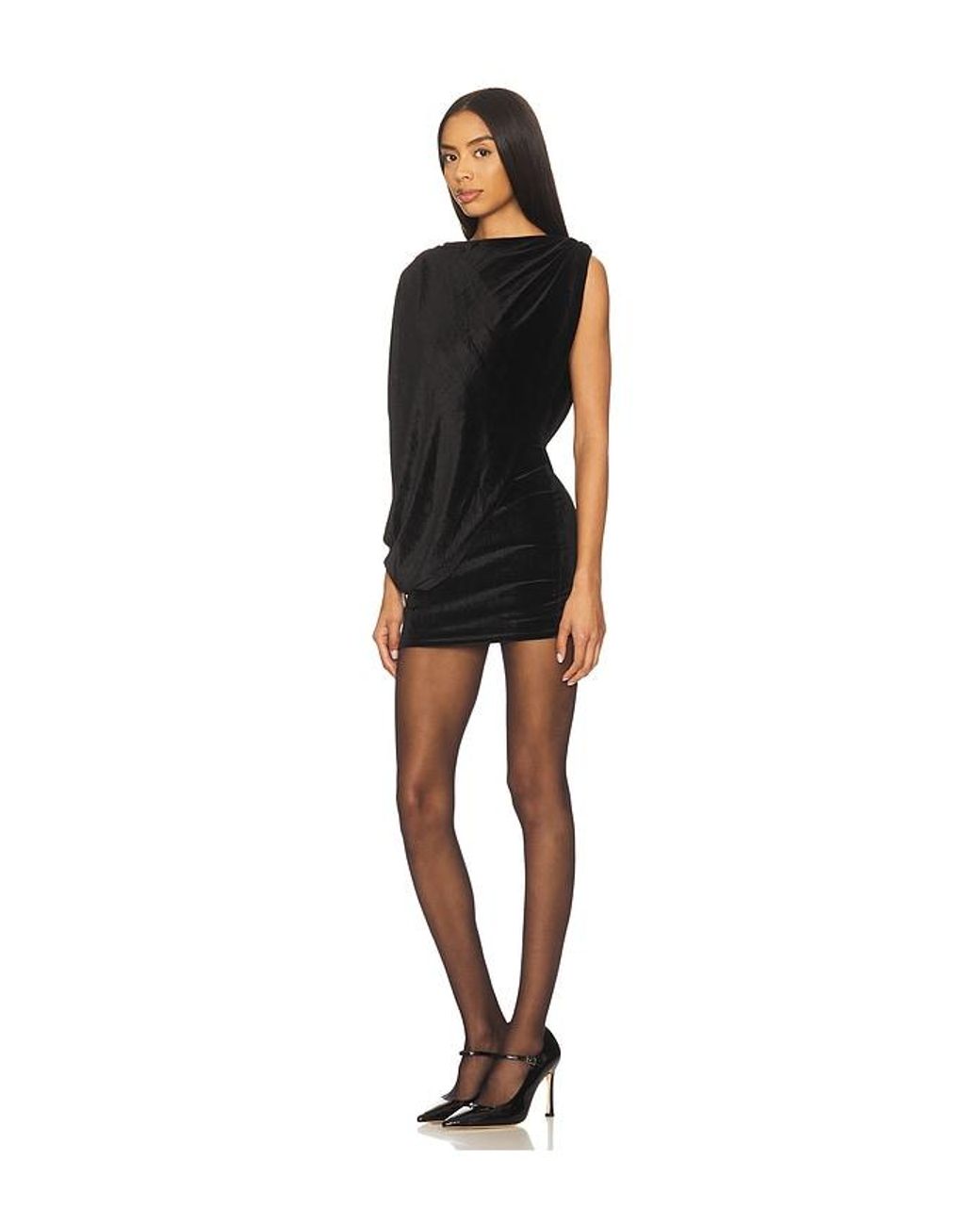 MORE TO COME Black Annmarie Velvet Mini Dress
