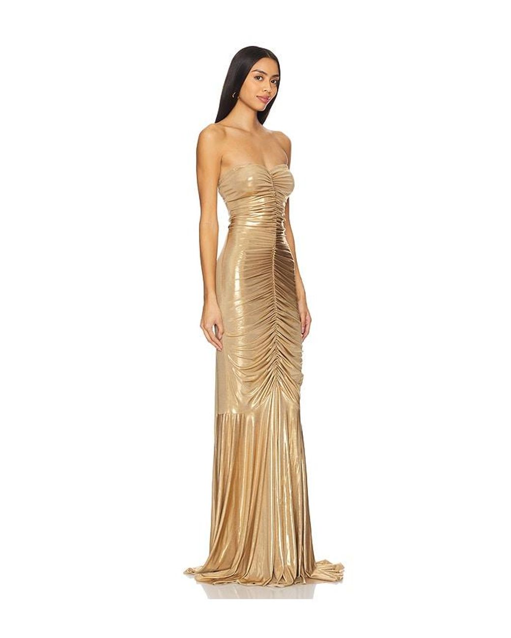 Norma Kamali Natural Strapless Shirred Front Fishtail Gown