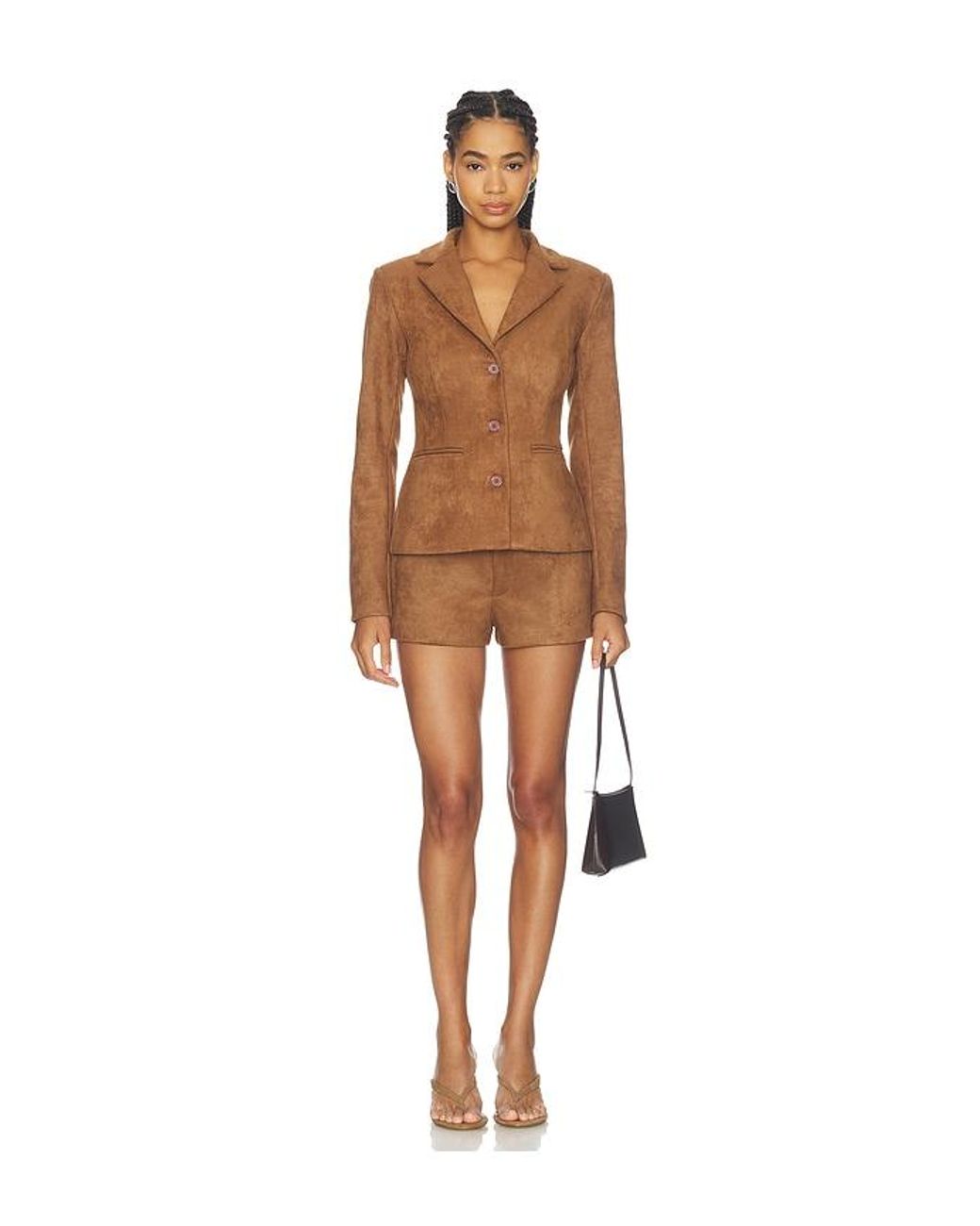 ALL THE WAYS Brown Kylli Faux Suede Blazer