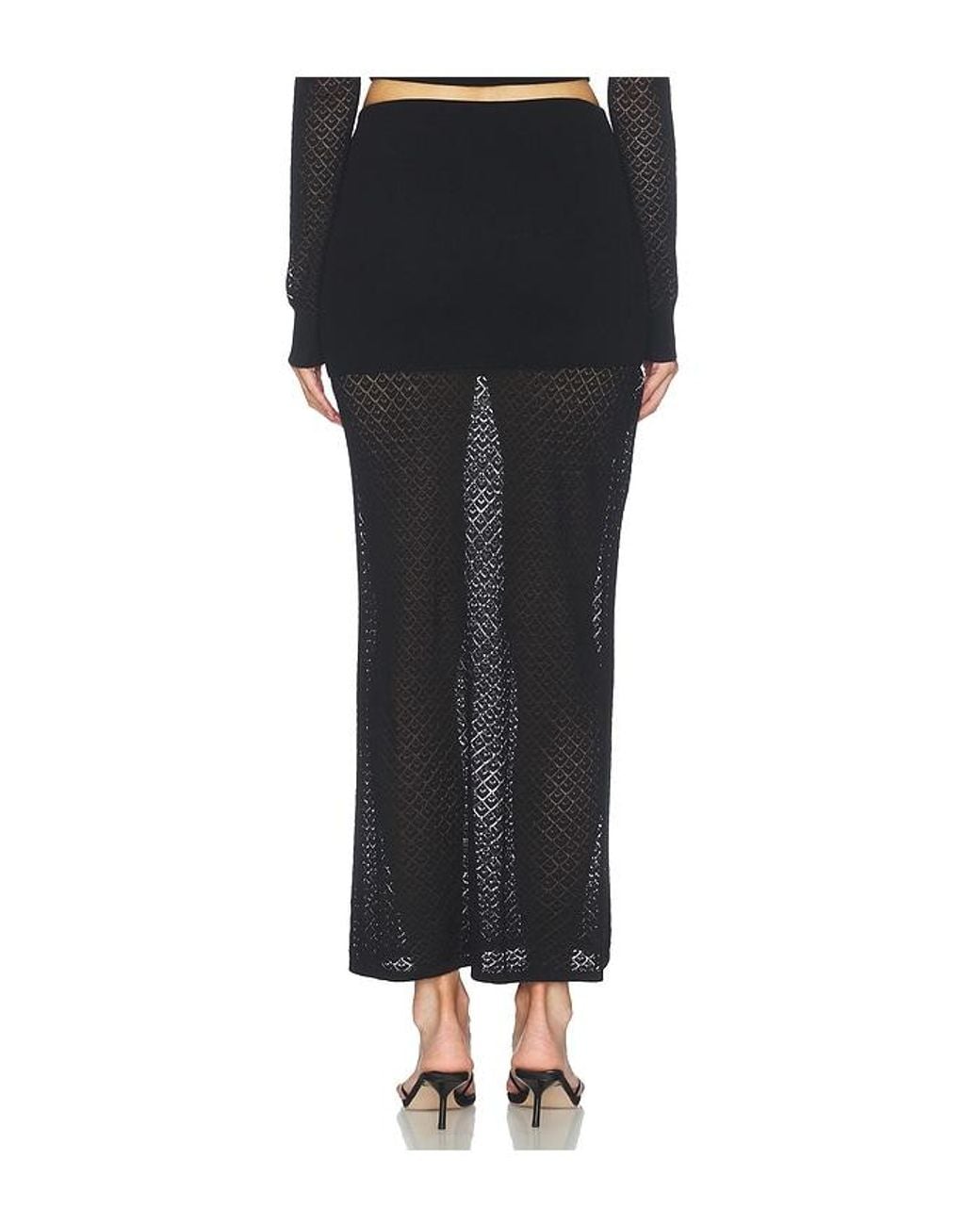 Lovers + Friends Black Belen Pointelle Skirt