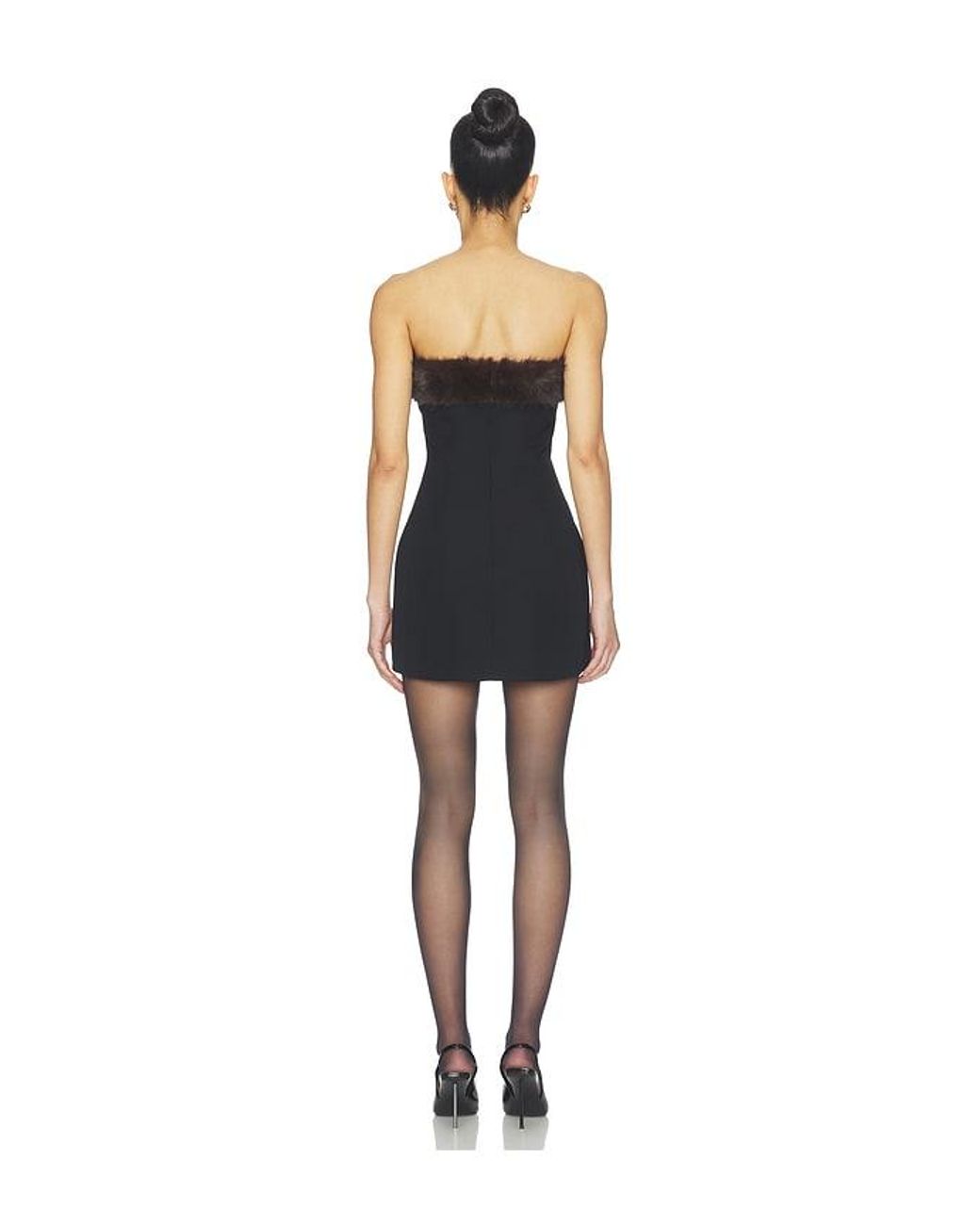 Mimchik Black Faux Fur Trimmed Gumdrop Dress