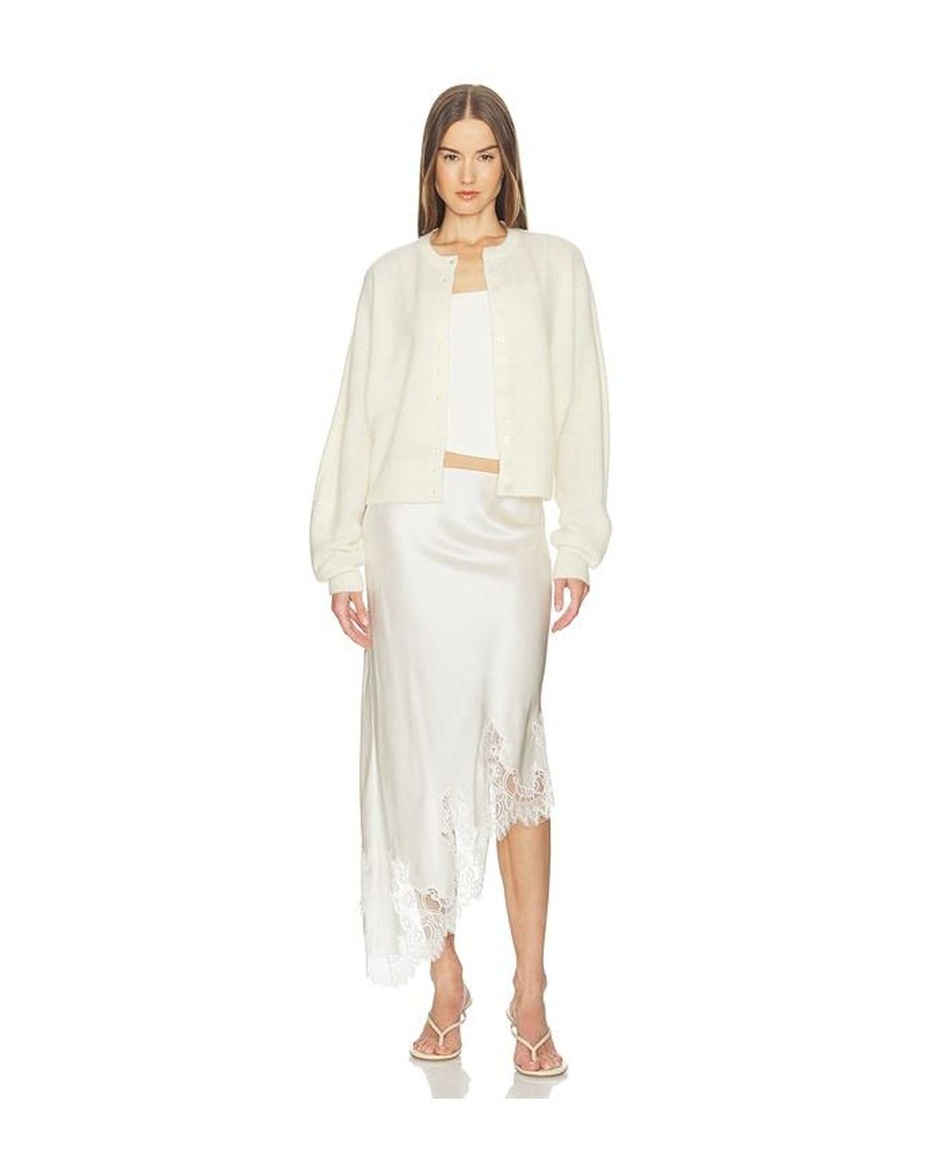 SRG White Romy Silk Skirt