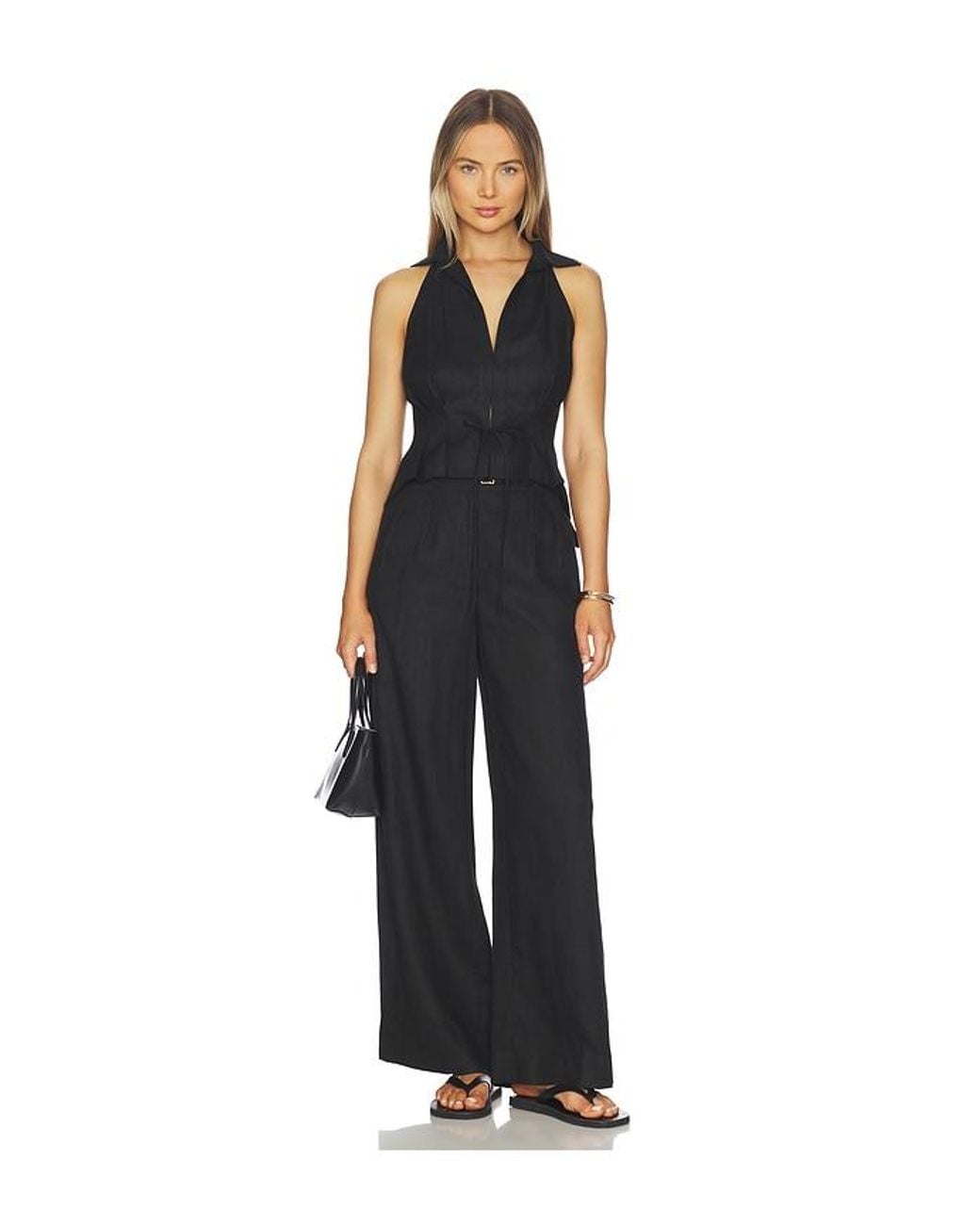 Hevron Black Sloan Linen Vest