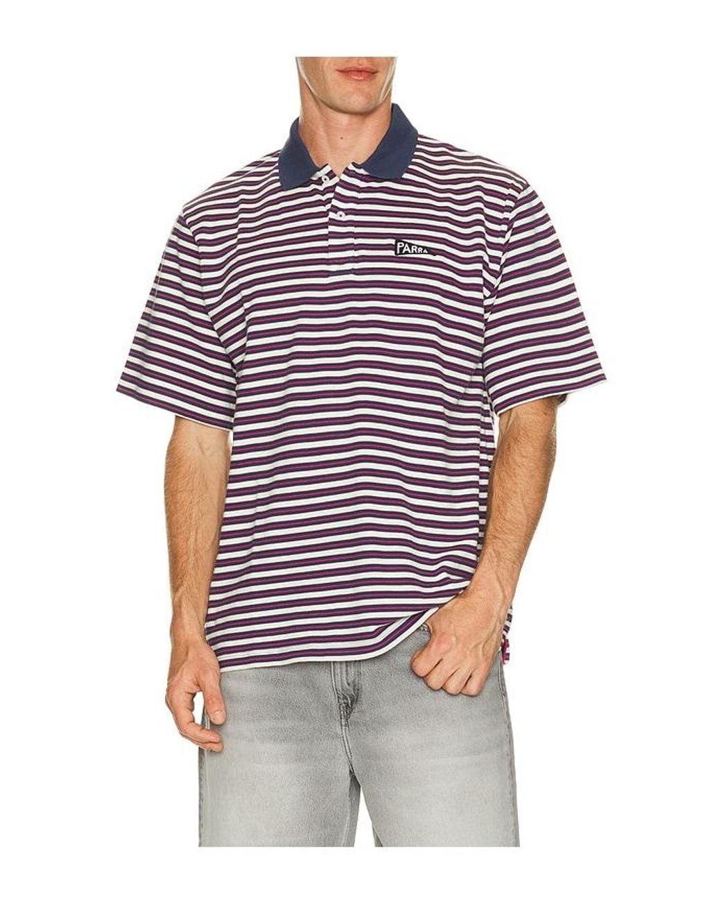 by Parra Red Flag Striper Polo Shirt for men