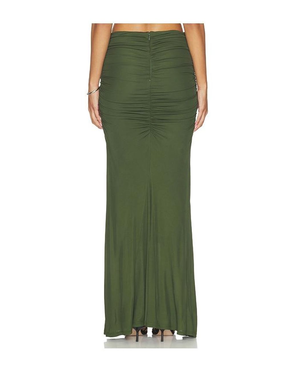 Alice + Olivia Green Shannon Ruched Hip Maxi Skirt