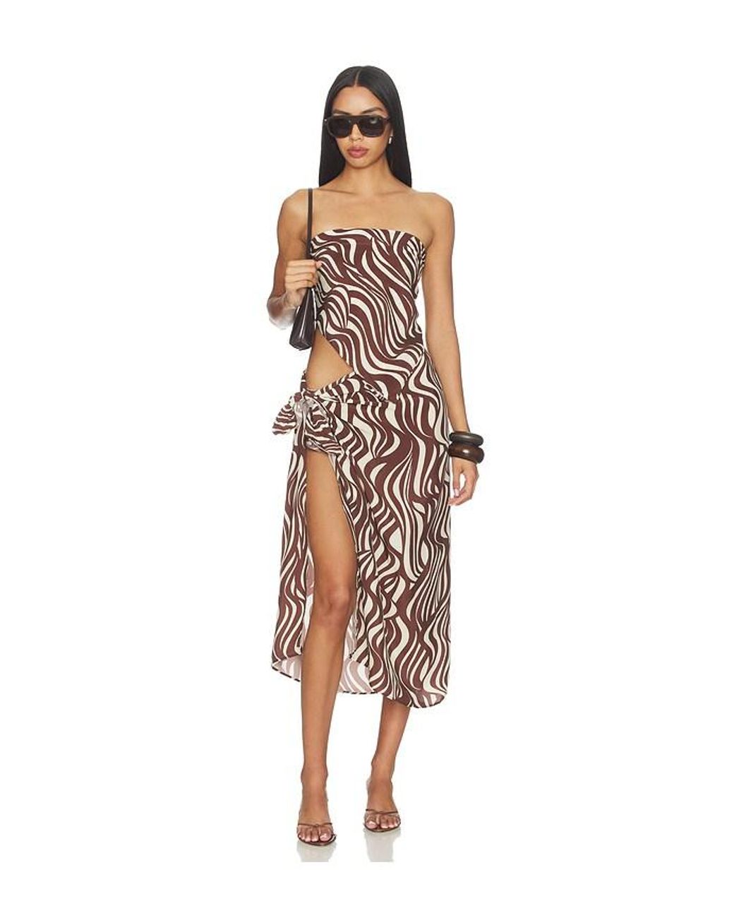 Enza Costa Brown Wave Print Sarong