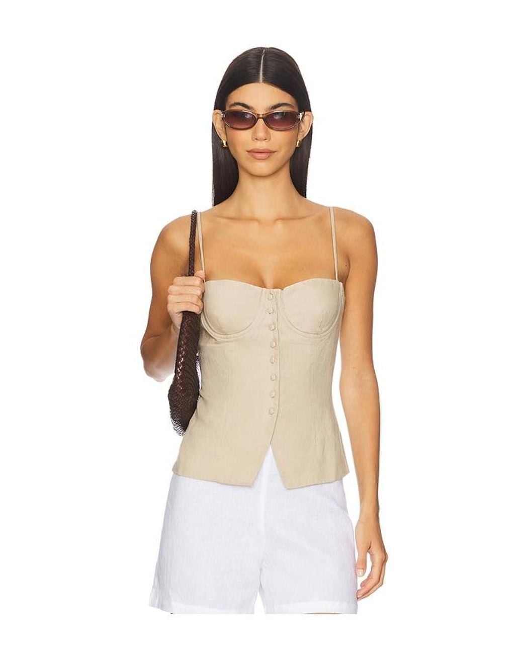 Onia White Air Linen Underwire Corset Top