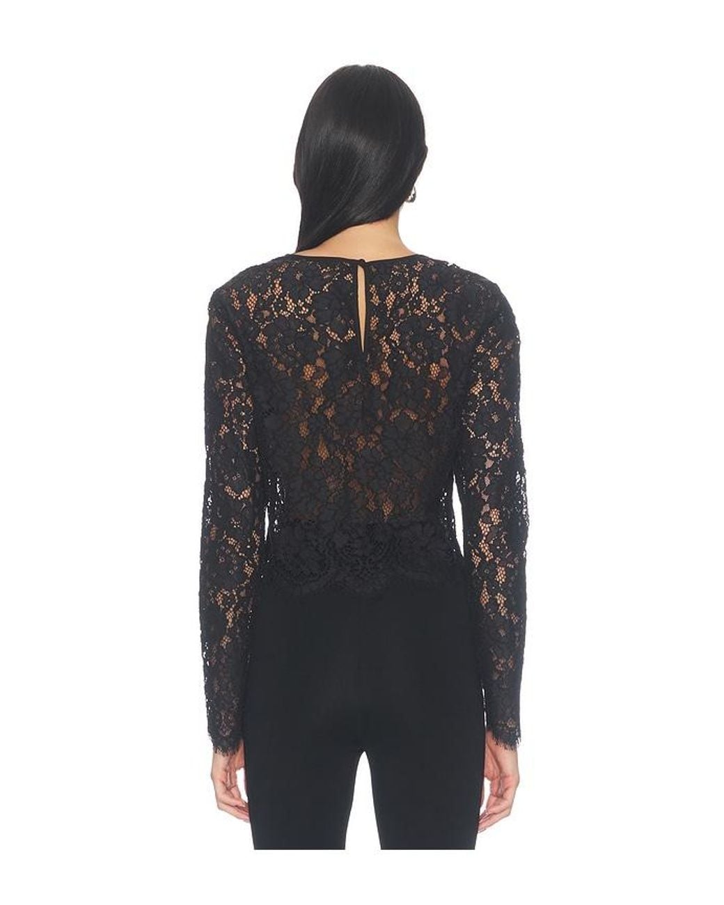 GOOD AMERICAN Black The Scalloped Lace Top