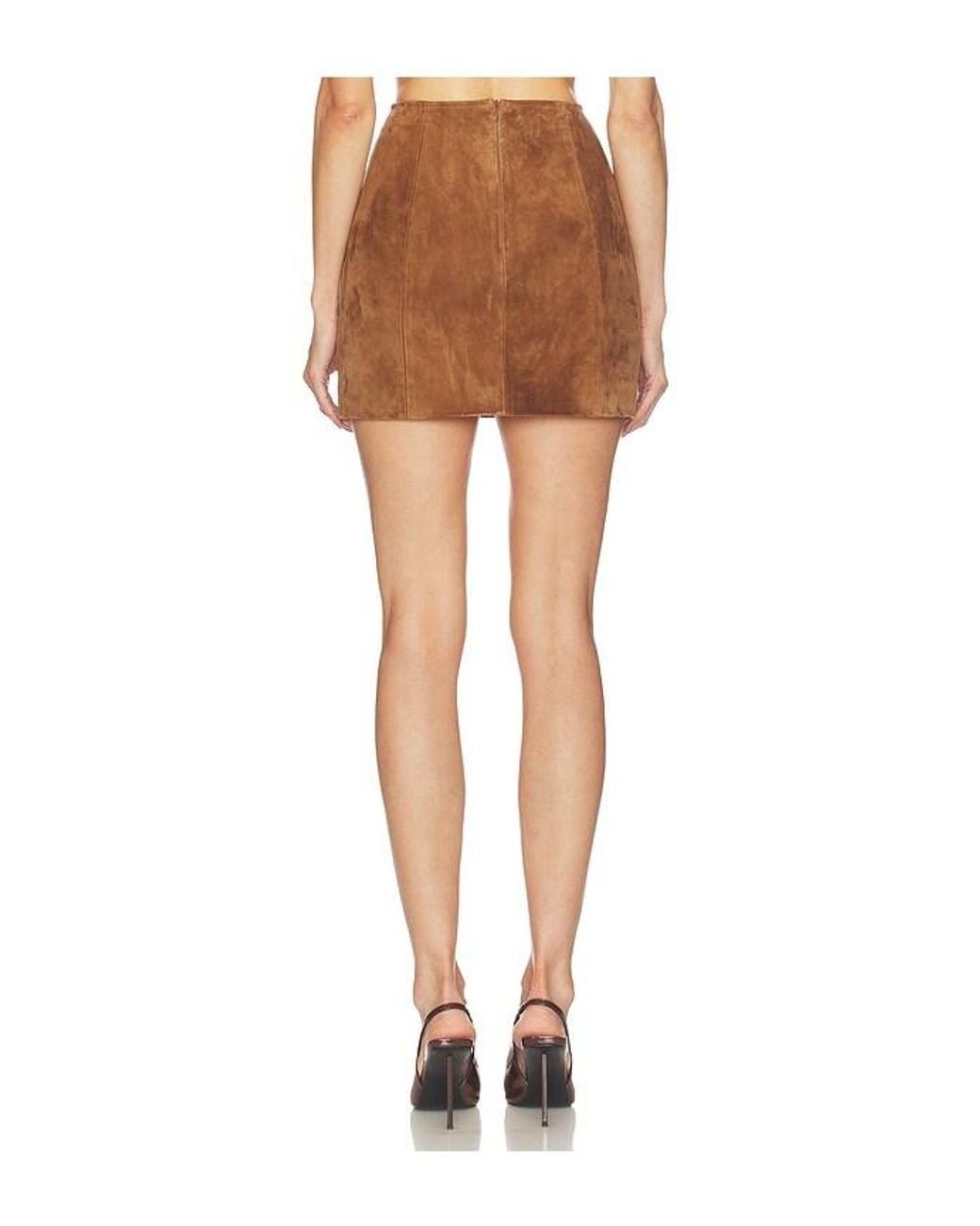 SAU LEE Brown Tilda Seude Skirt