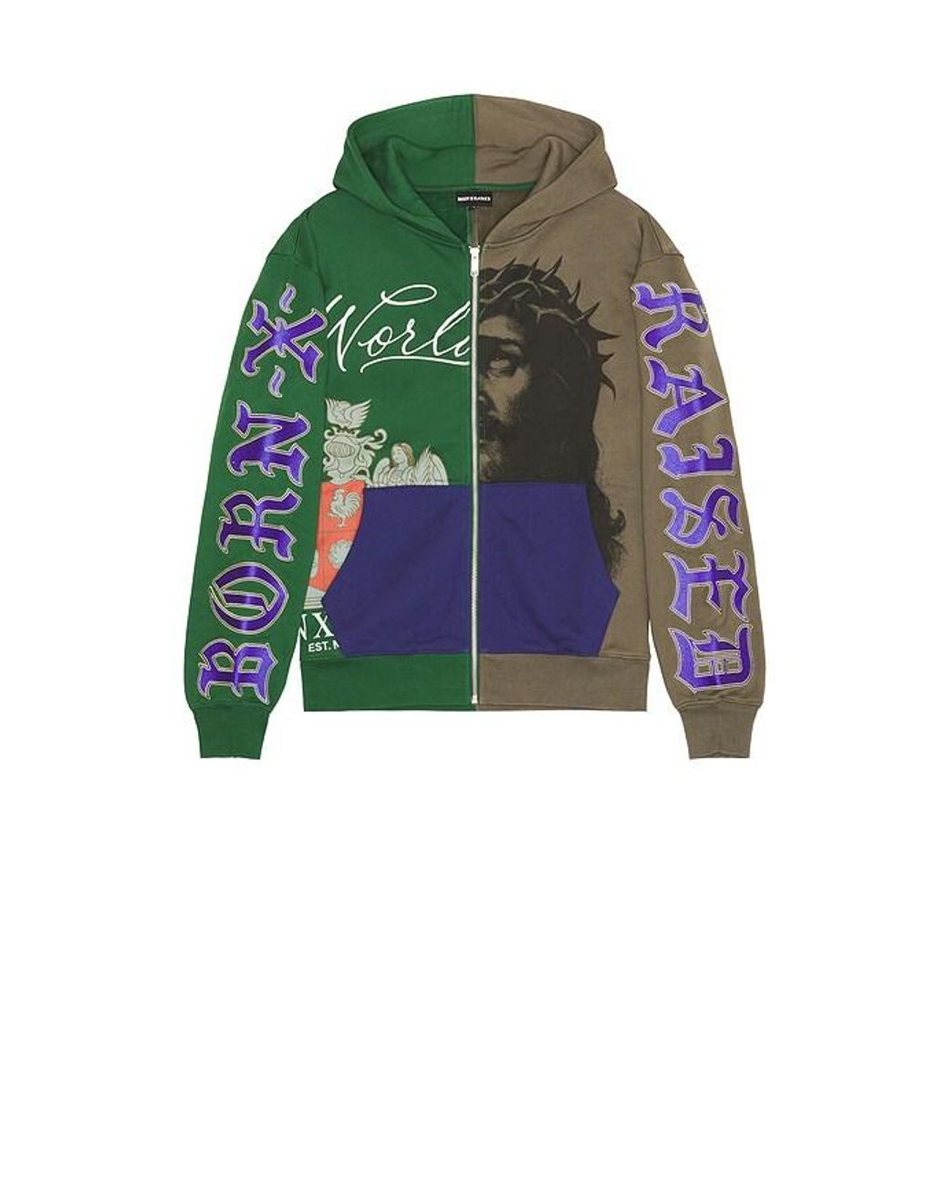 Born X Raised Multicolor Mashup Zip-Up Hoodie for men