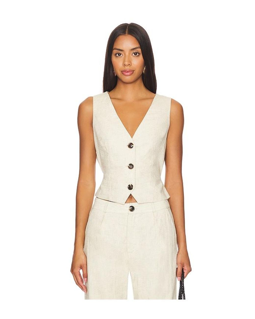 SNDY'S White Allegra Linen Vest