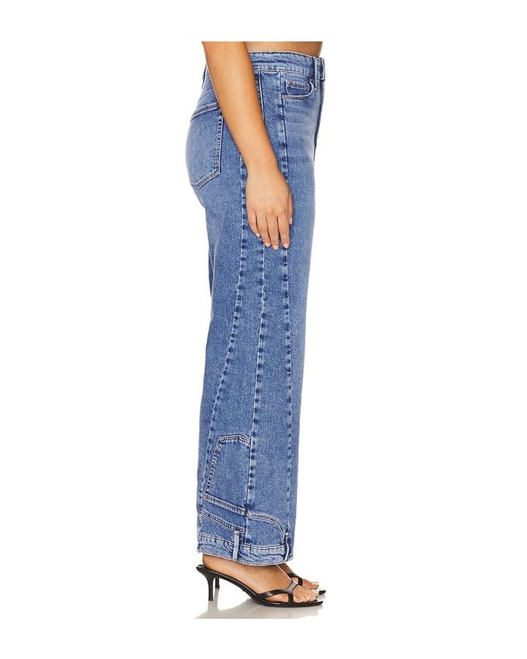 GOOD AMERICAN Blue Reworked Wide Leg Jeans