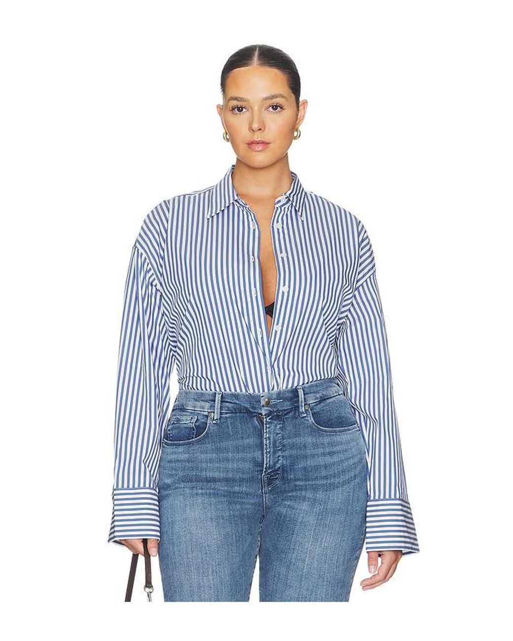 GOOD AMERICAN Blue Oversized Shirt