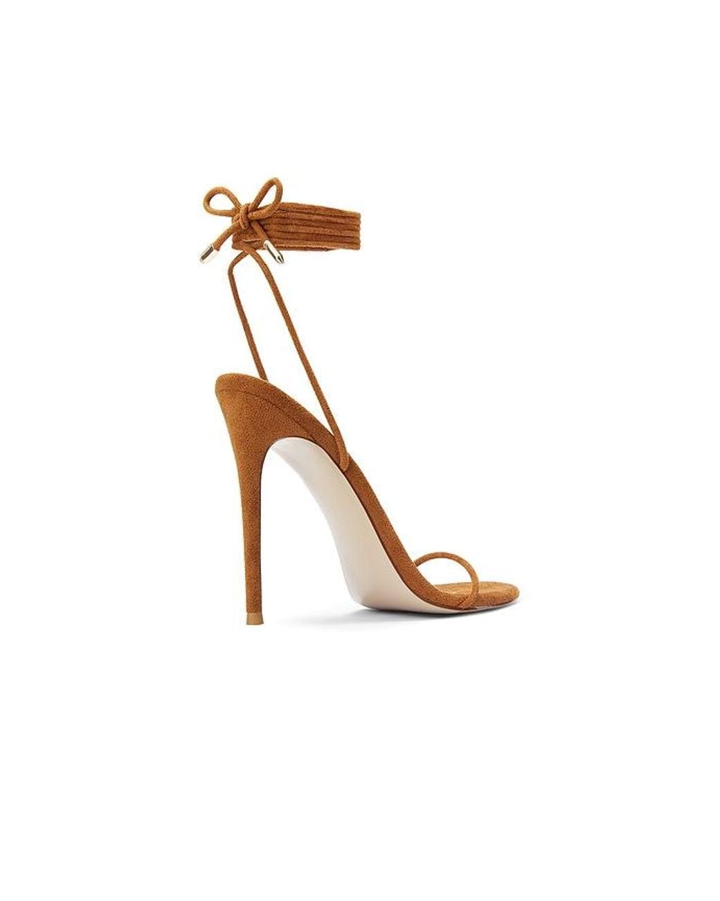 Femme LA White Barely There Suede Lace Up Heel