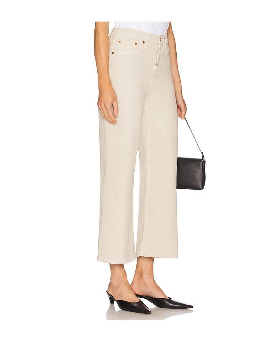 Re/done Natural High Rise Wide Leg Crop Jeans