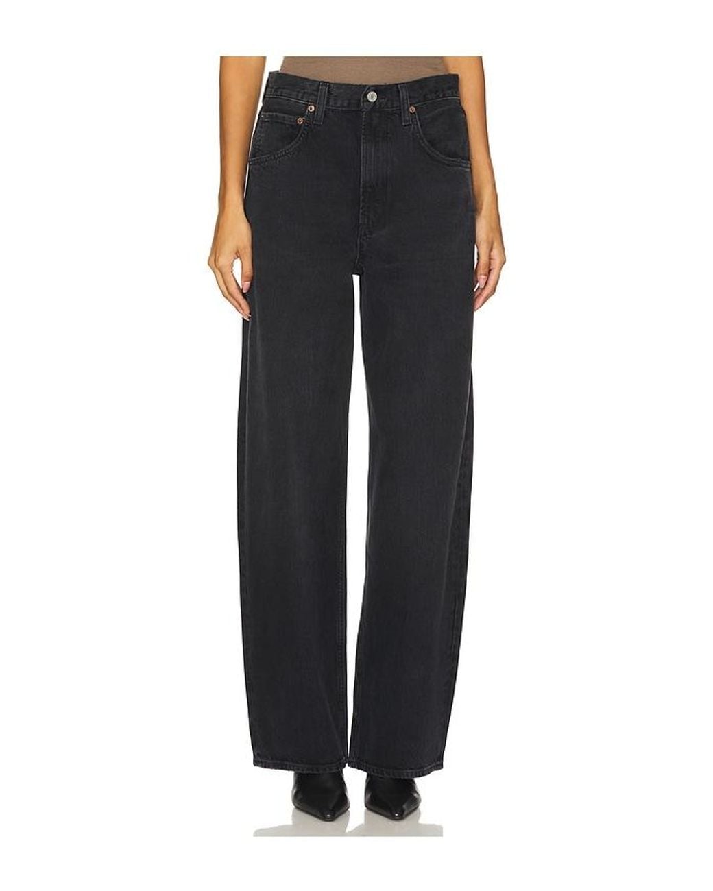 Agolde Black Low Curve Wide Leg Jeans