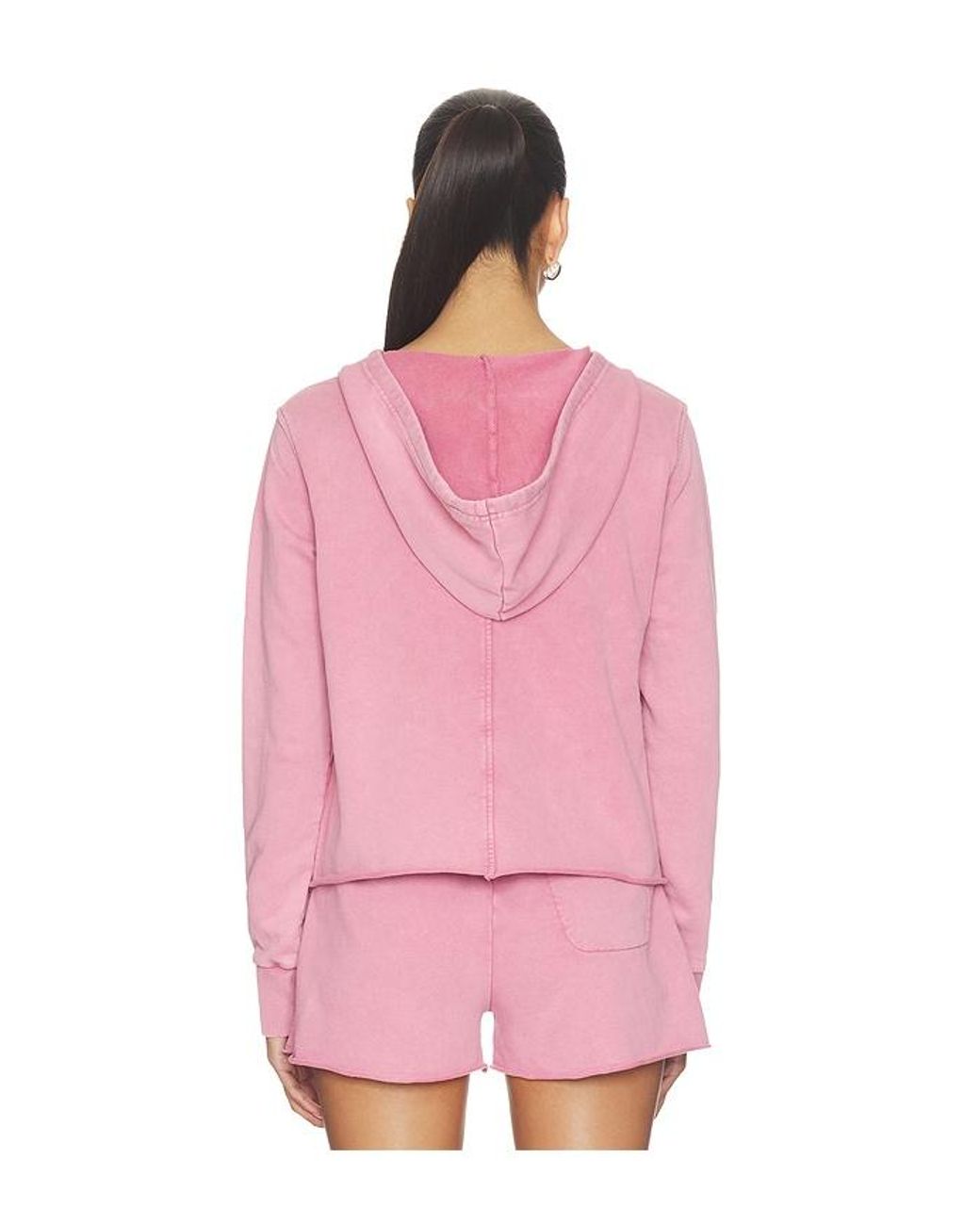 Bobi Pink Half Zip Crop Hoodie