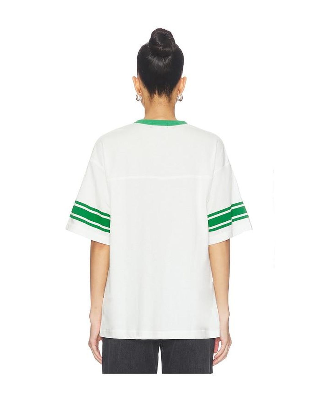 Junk Food Green Eagles Oversized Stripe Ringer Tee