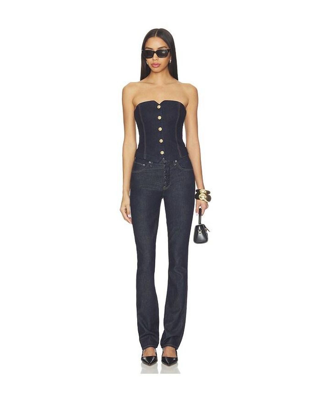 Alice + Olivia Blue Kelcey Denim Strapless Vest Top