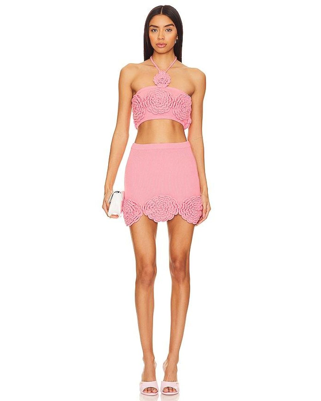 Lovers + Friends Pink Ashby Crochet Top