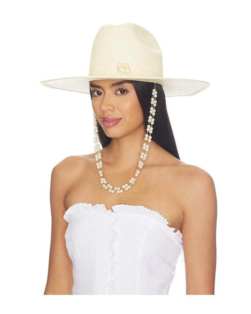 Ruslan Baginskiy White Double Chain Strap Cowboy Hat
