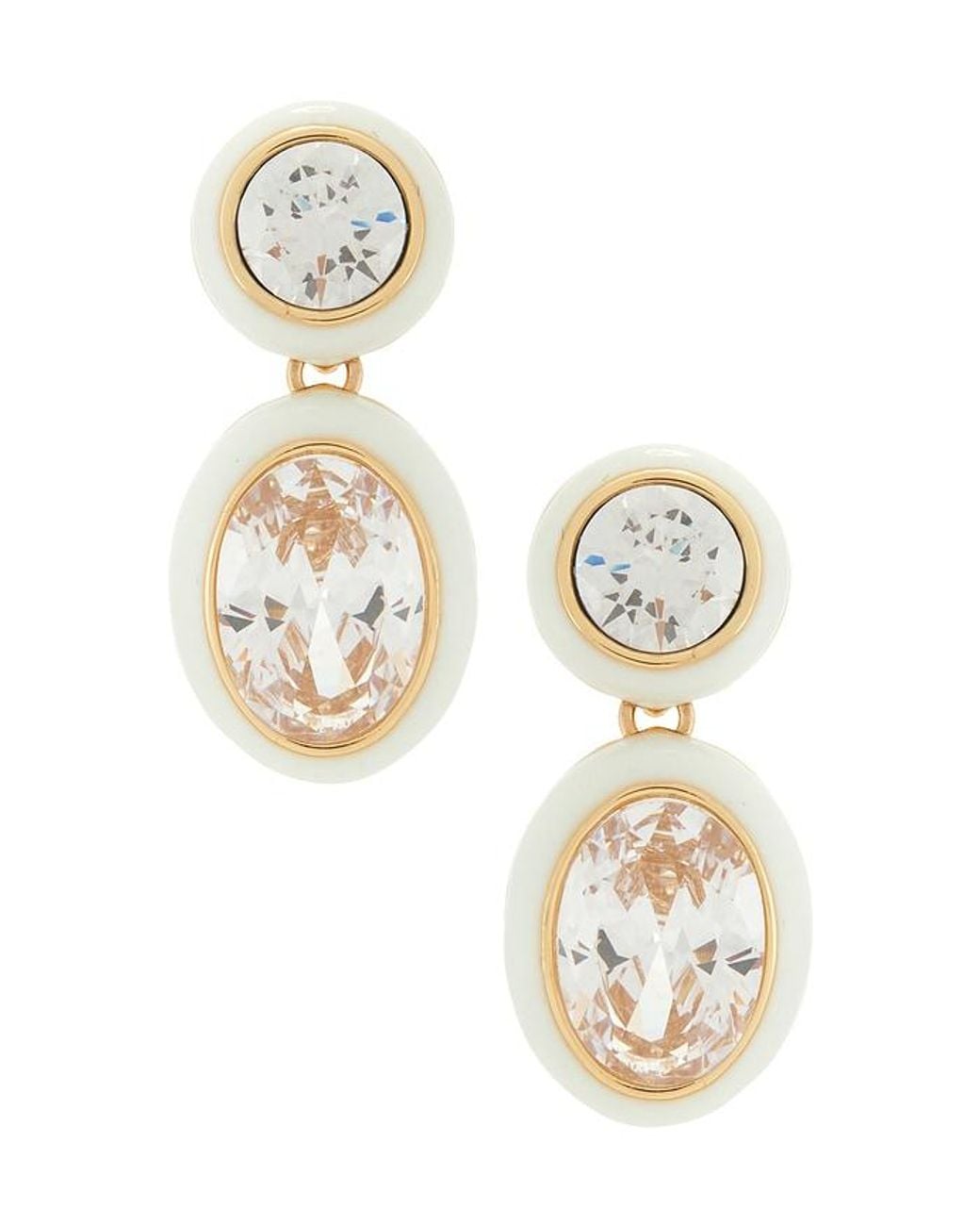 Ettika White Duet Drop Earrings