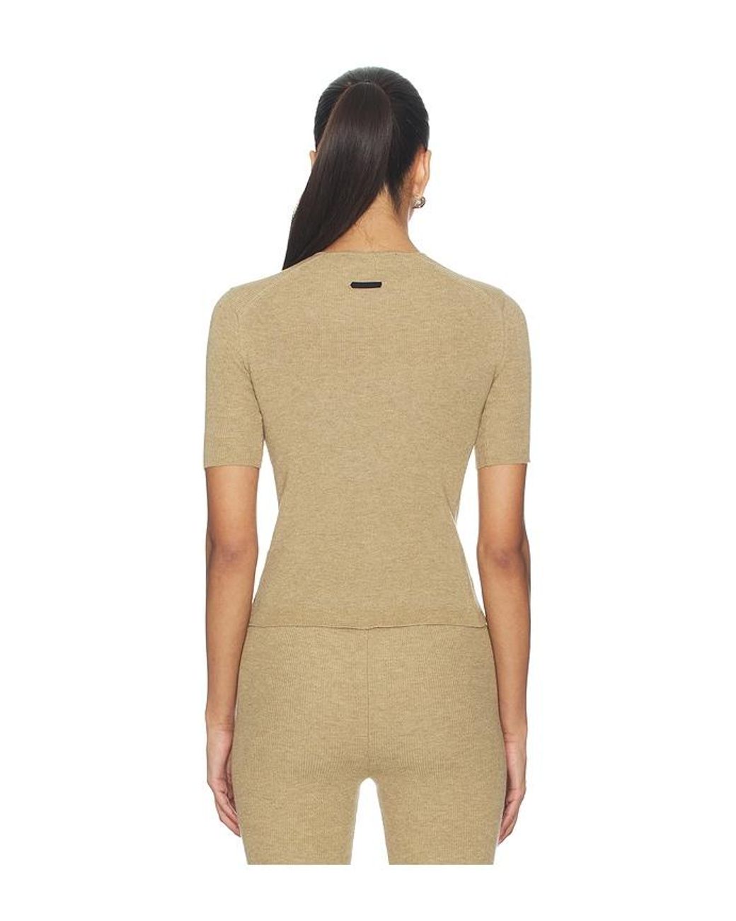 Fear Of God Natural Signature Rib Knit Fitted Short Sleeve Tee