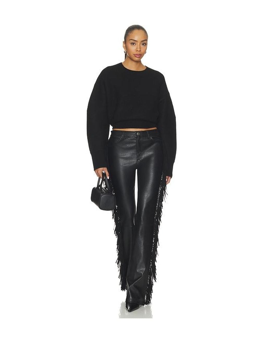 SPRWMN Black Fringe Micro Flare Pant