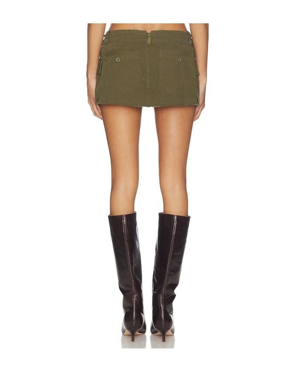 GUIZIO Green Cargo Mini Skirt