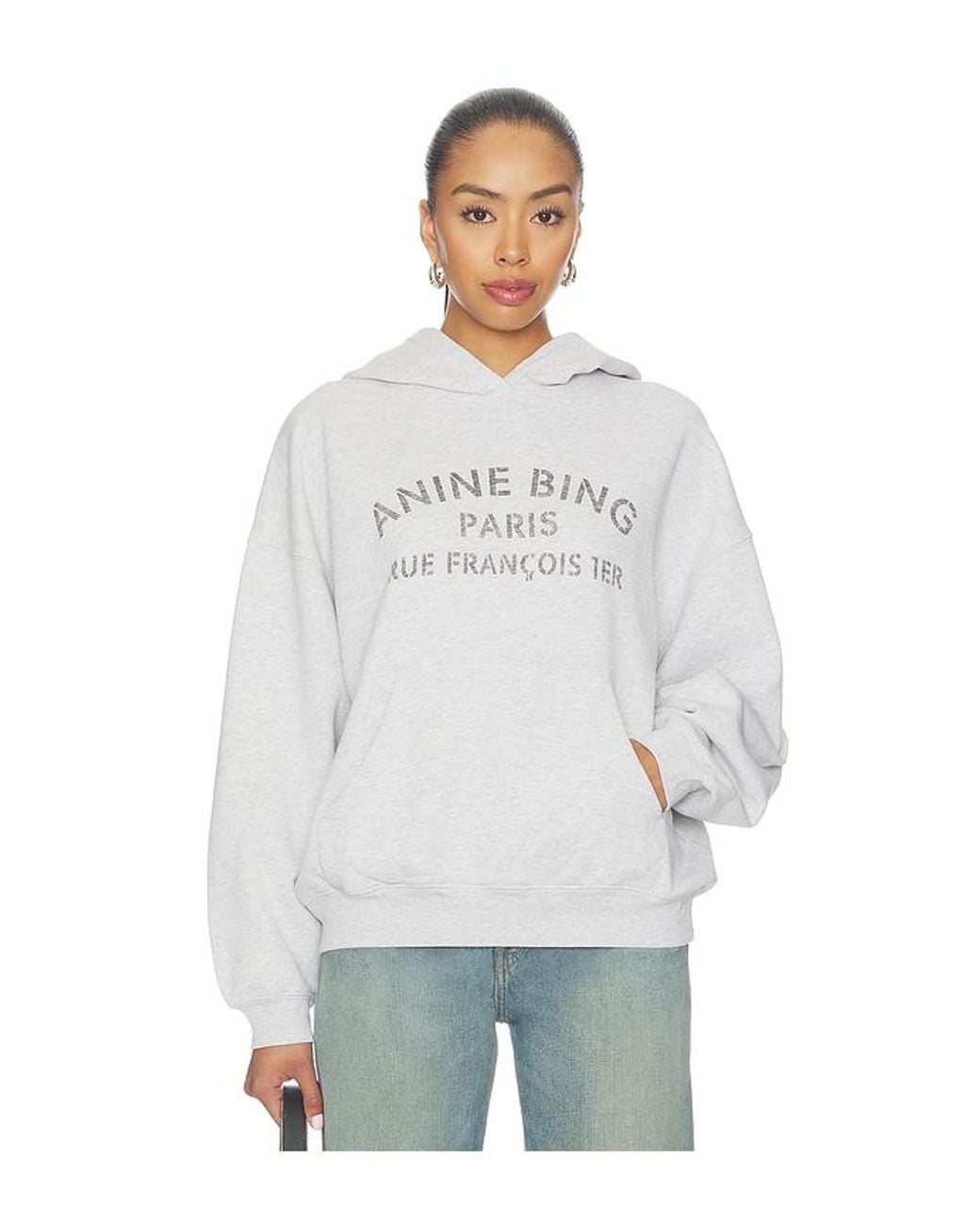 Anine Bing White Harvey Sweatshirt Paris Stencil