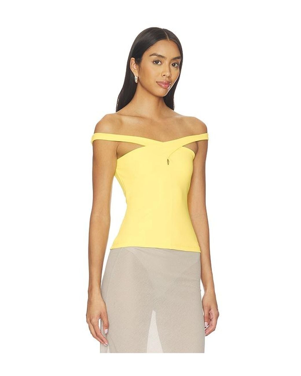 Susana Monaco Orange Cross Front Top Off Shoulder Top