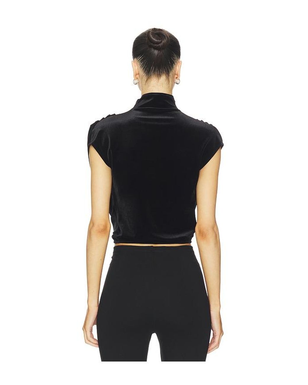 Commando Black Velvet Draped Mockneck Crop Top