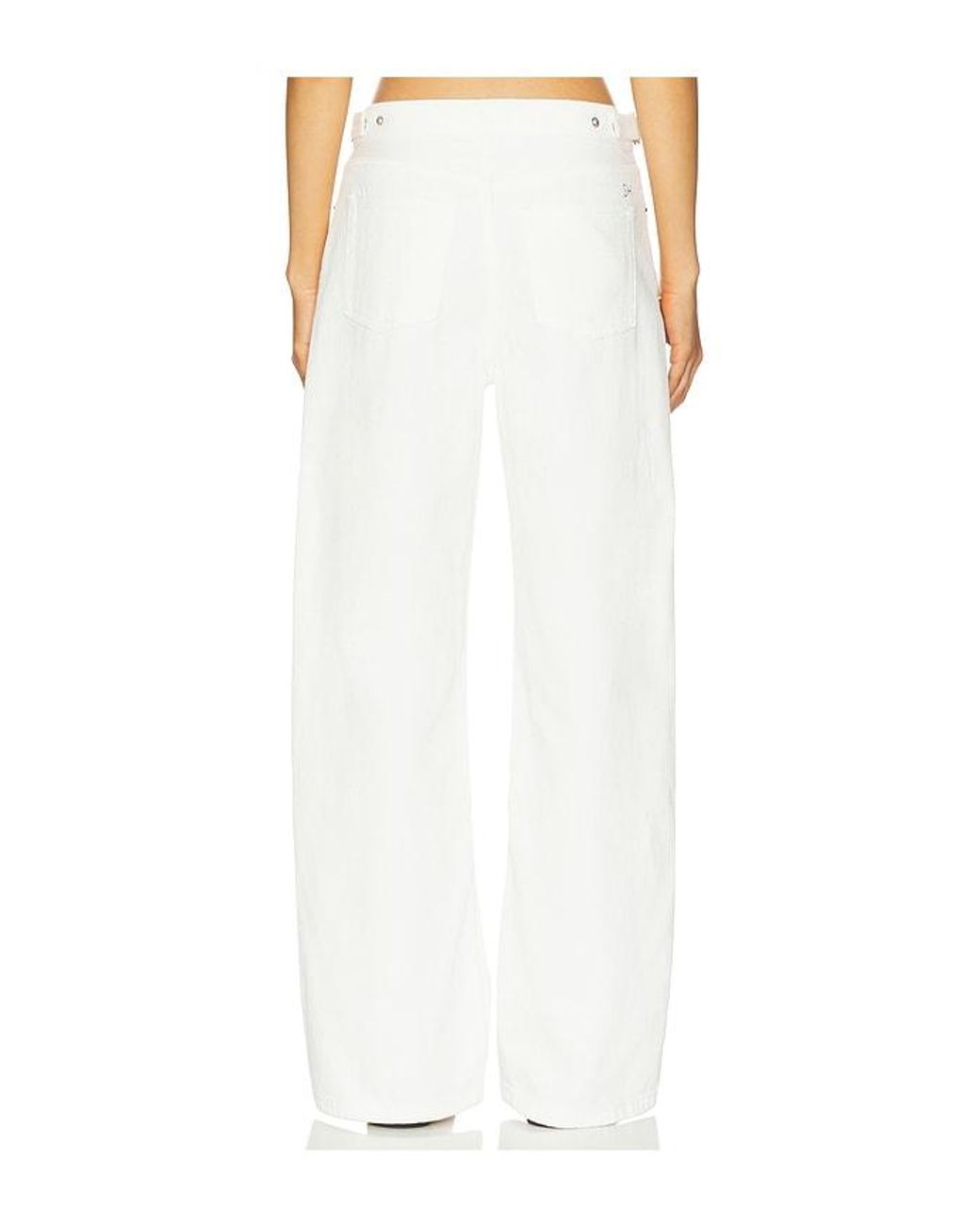 Still Here White Buckle Wide Leg Jeans