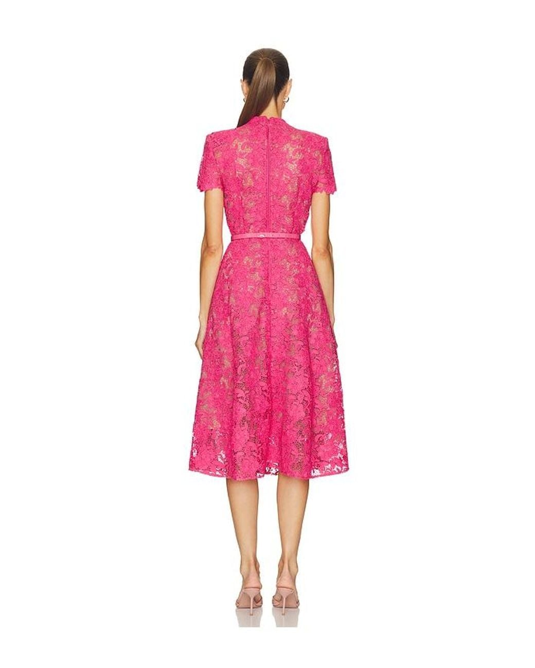 Nadine Merabi Pink Lace Midi Dress