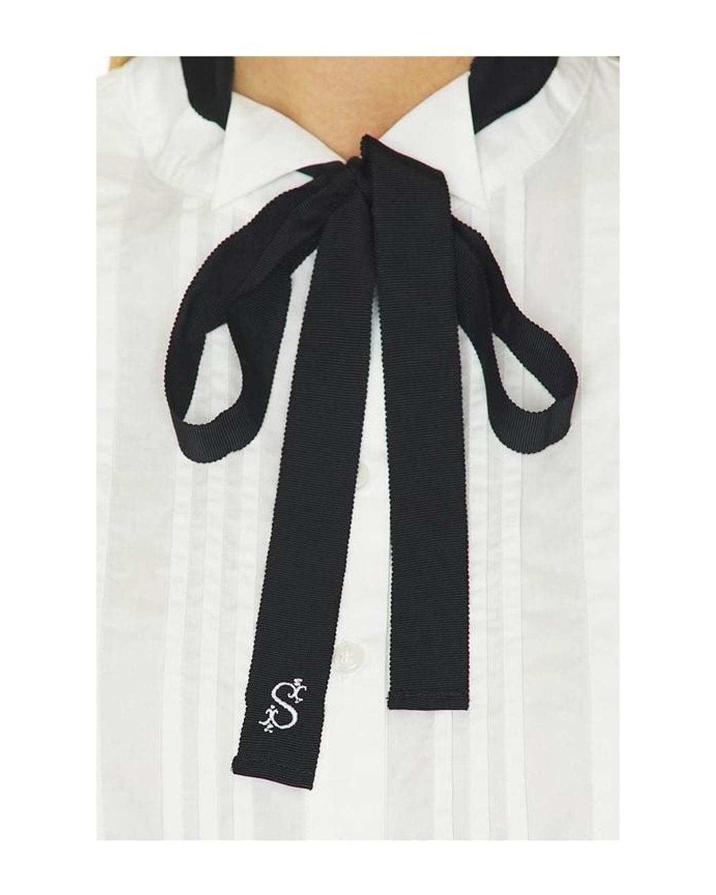 Sea White Kathleen Tuxedo Button Down Top