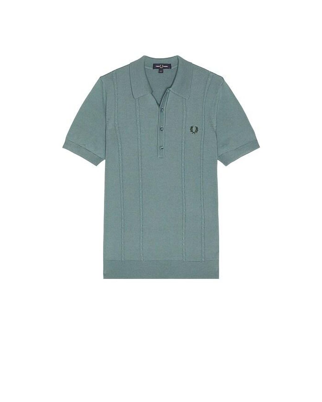Fred Perry Blue Cable Knitted Polo Shirt for men