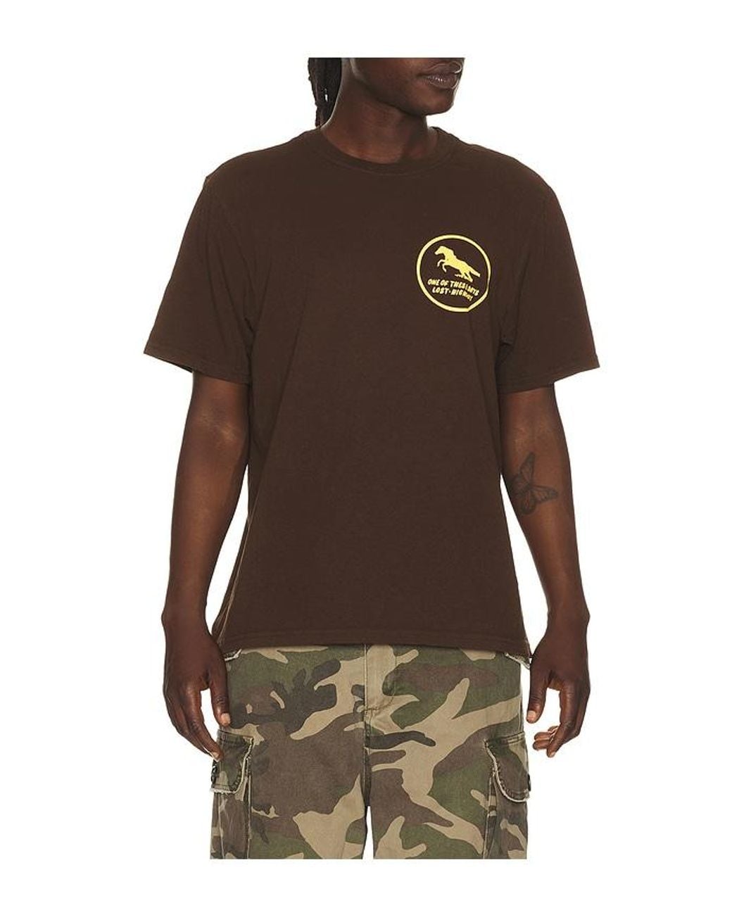 One Of These Days Brown Painted Horse Tshirt for men