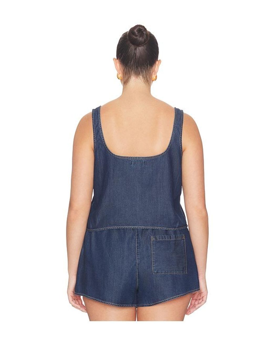 GOOD AMERICAN Blue Denim Button Front Tank Top