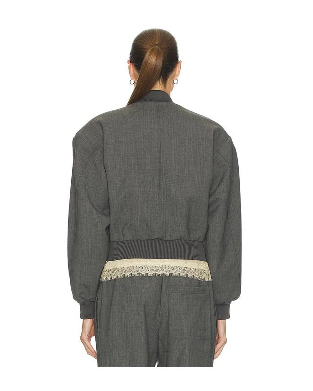 Helsa Gray Wool Blend Bomber Jacket