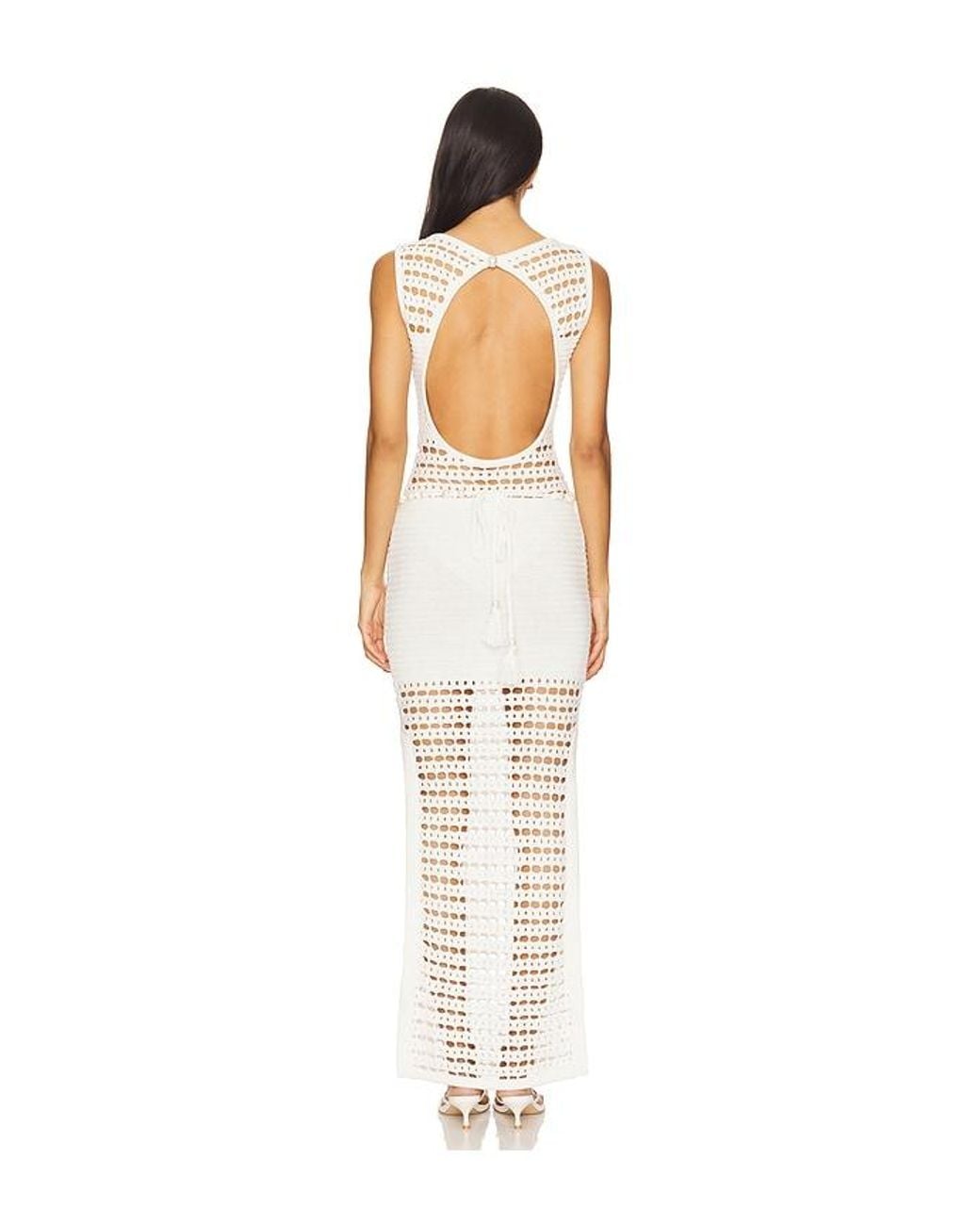 retroféte White Kylan Knit Crochet Dress