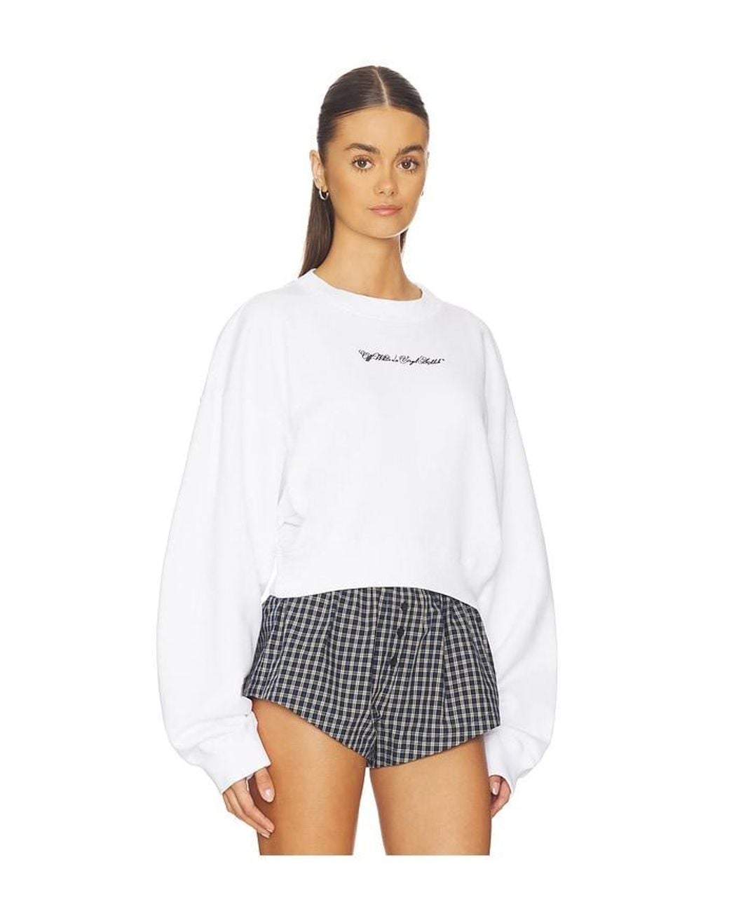 Off-White c/o Virgil Abloh White Embroidered Arrow Script Sweatshirt