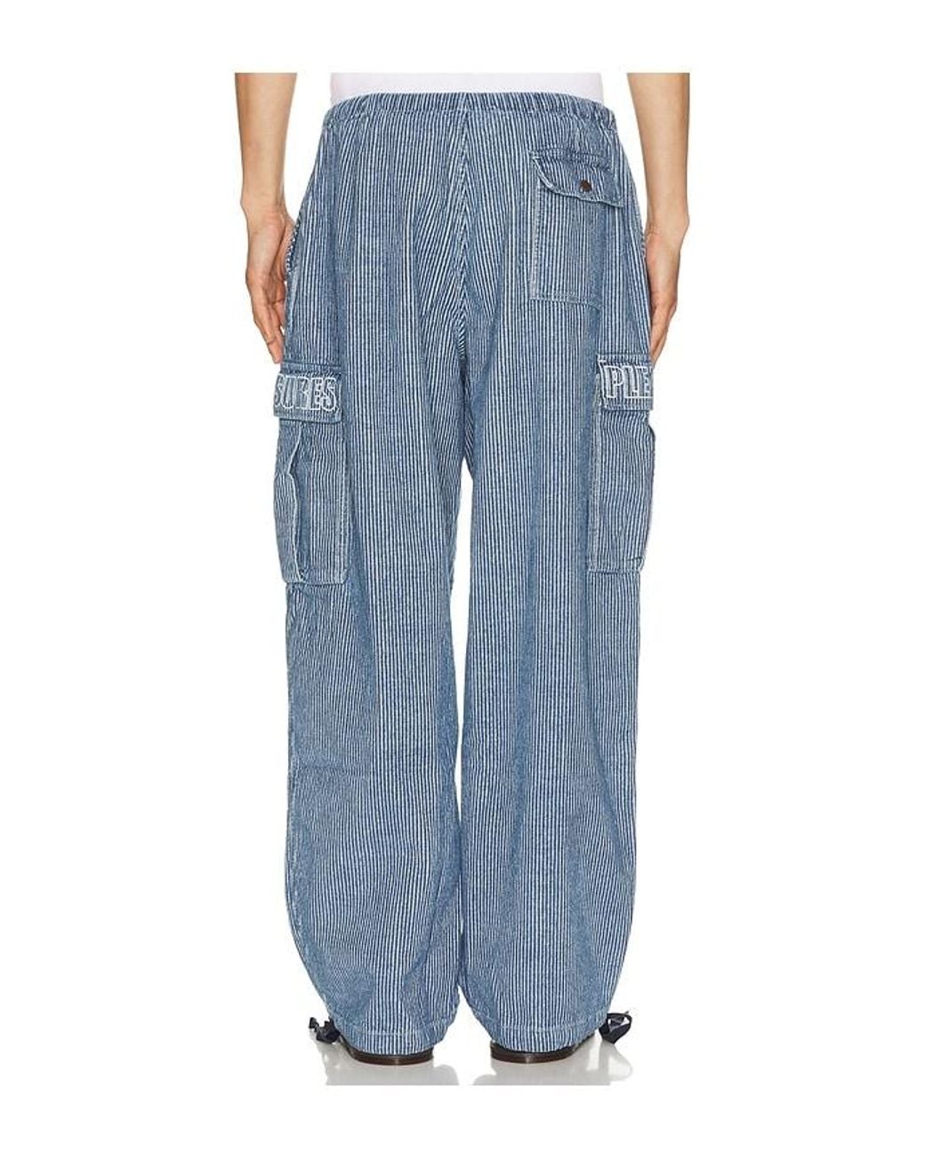 Pleasures Blue Visitor Cargo Pants for men