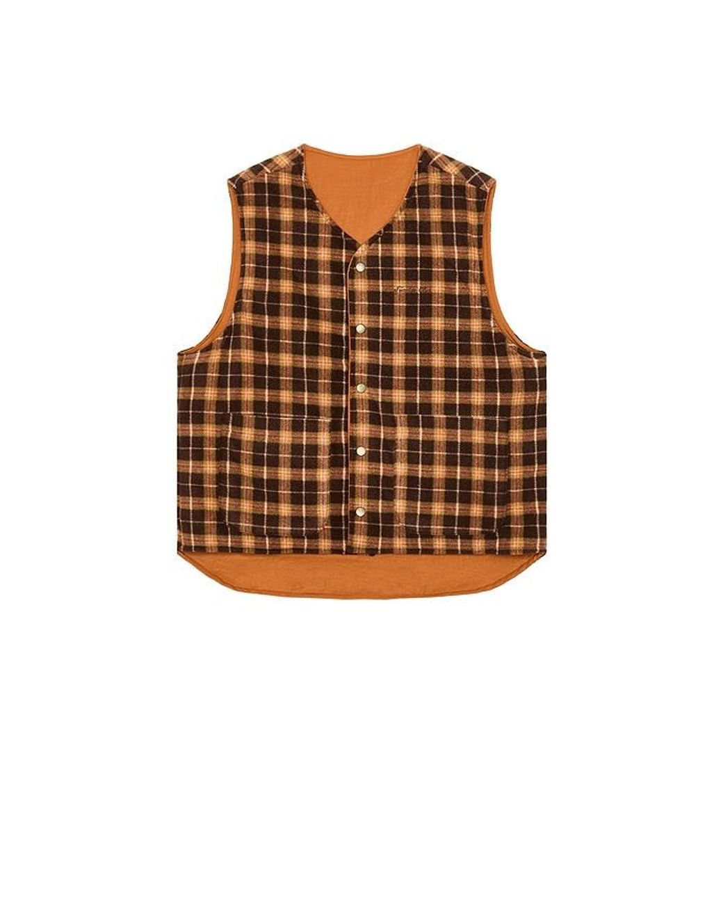 KAPPY DESIGN Brown Reversible Nylon Check Vest for men