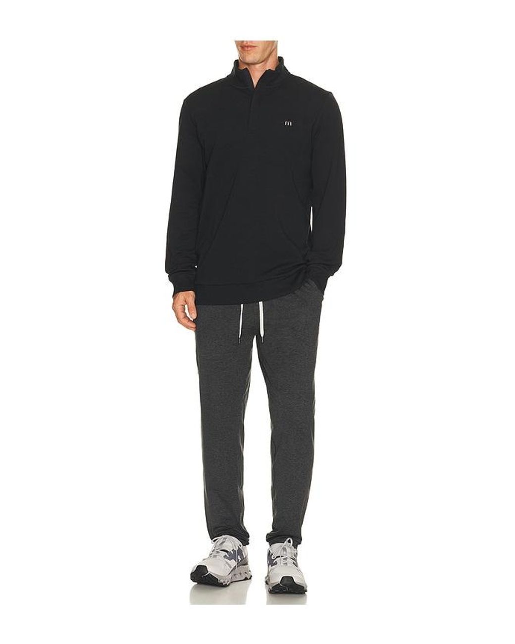 Travis Mathew Black Cloud Quarter Zip Sweater 2.0 for men