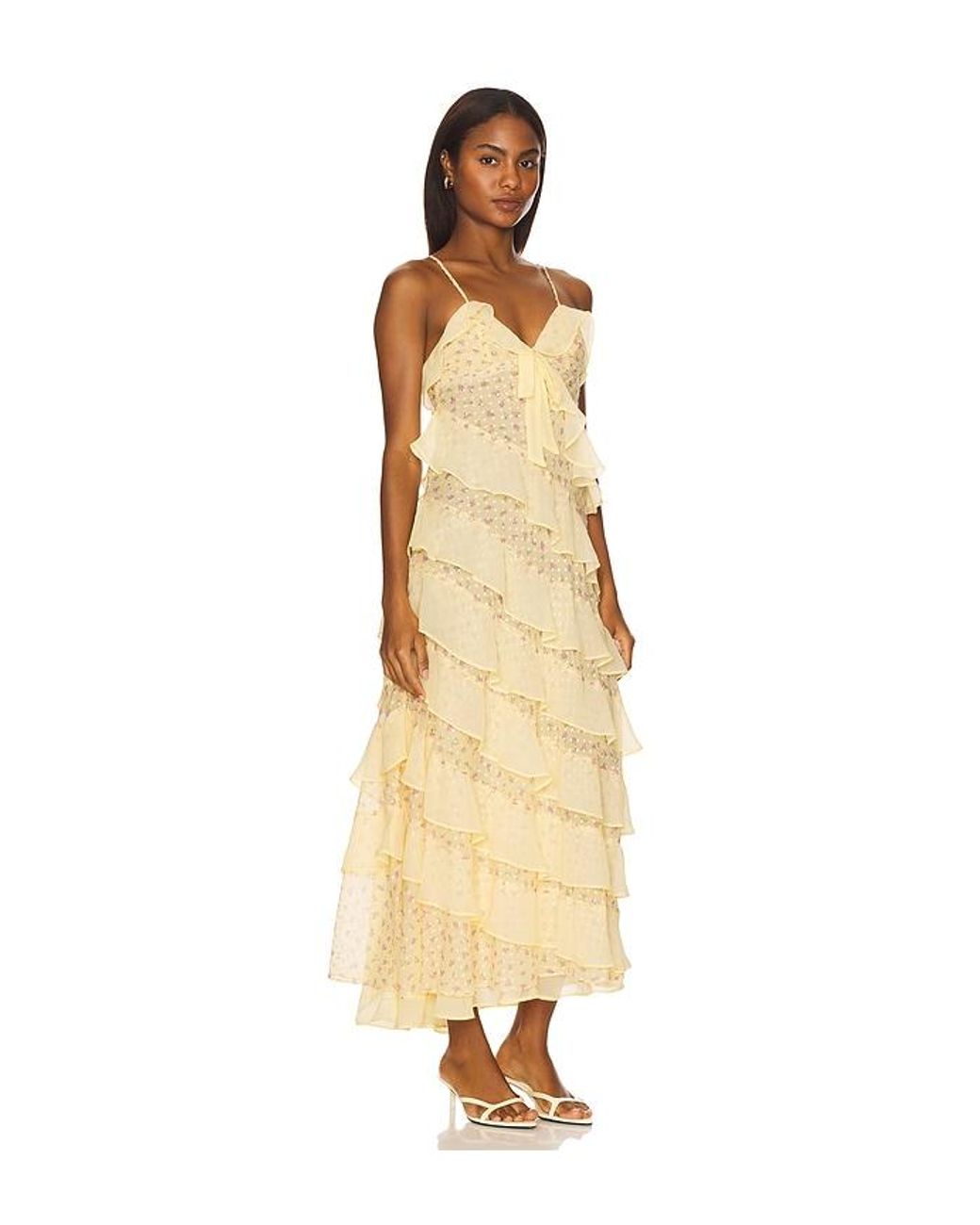For Love & Lemons Debby Maxi Dress in Natural | Lyst