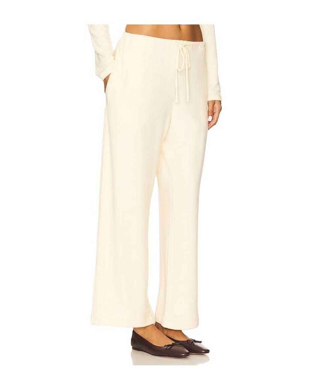Leset White Lauren Crop Drawstring Pant