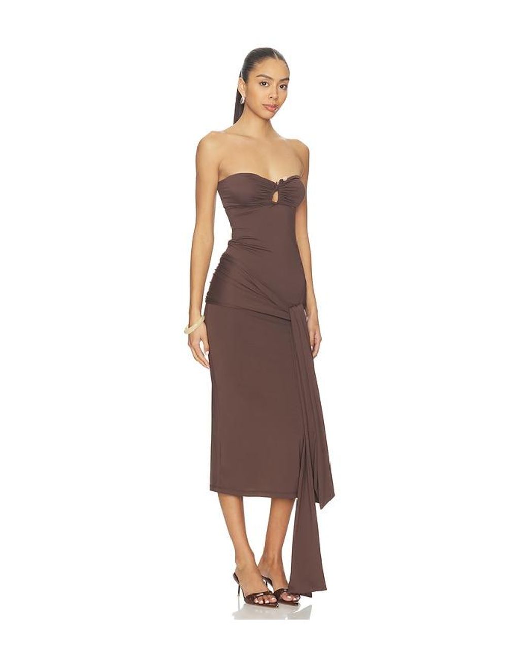Bardot Brown Laverne Strapless Midi Dress